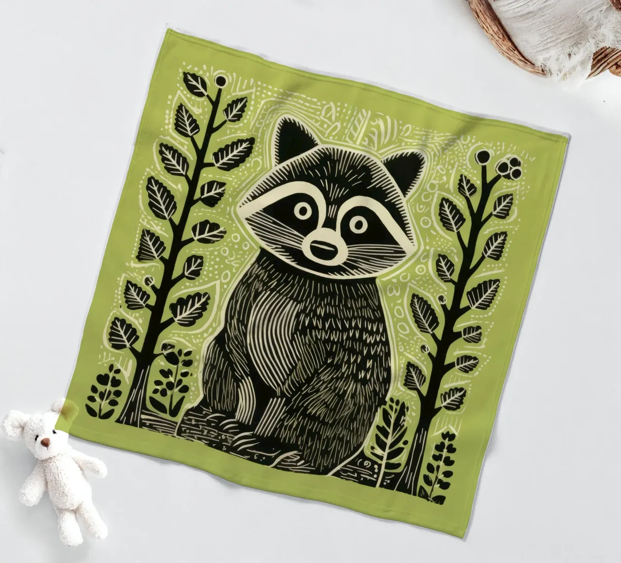 Procione verde 1 coperta in pile da Minimal Animal Art