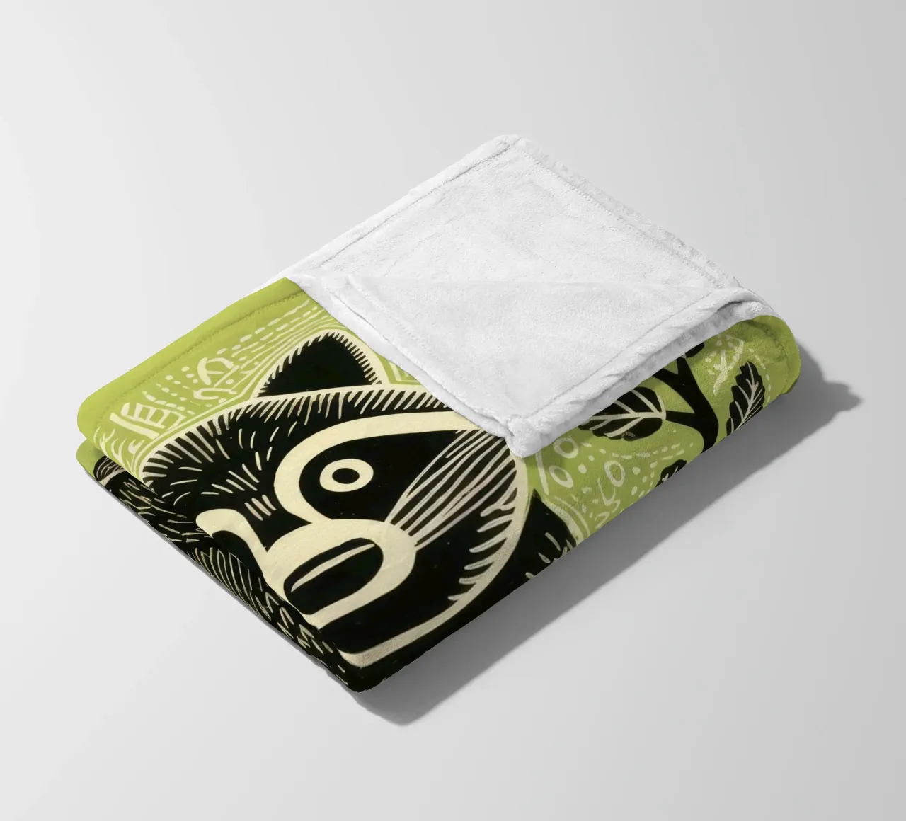 Procione verde 1 coperta in pile da Minimal Animal Art