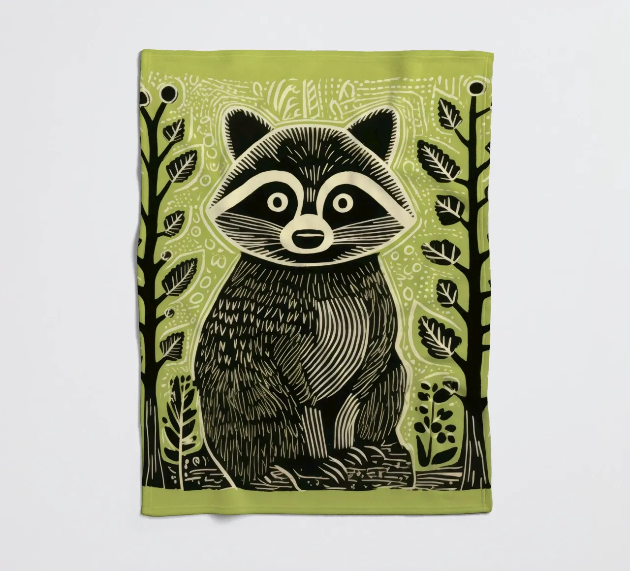 Procione verde 1 coperta in pile da Minimal Animal Art