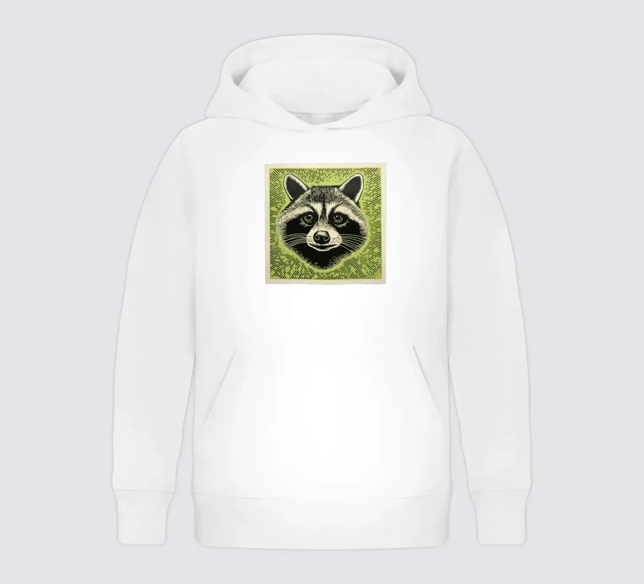 Procione Verde 2 felpa bambino con cappuccio da Minimal Animal Art