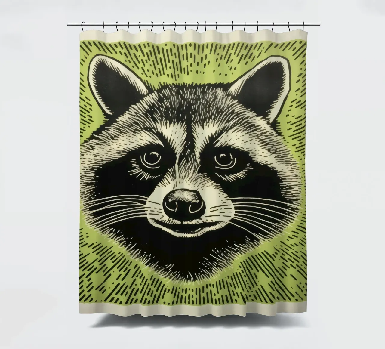 Procione Verde 2 tenda da doccia da Minimal Animal Art
