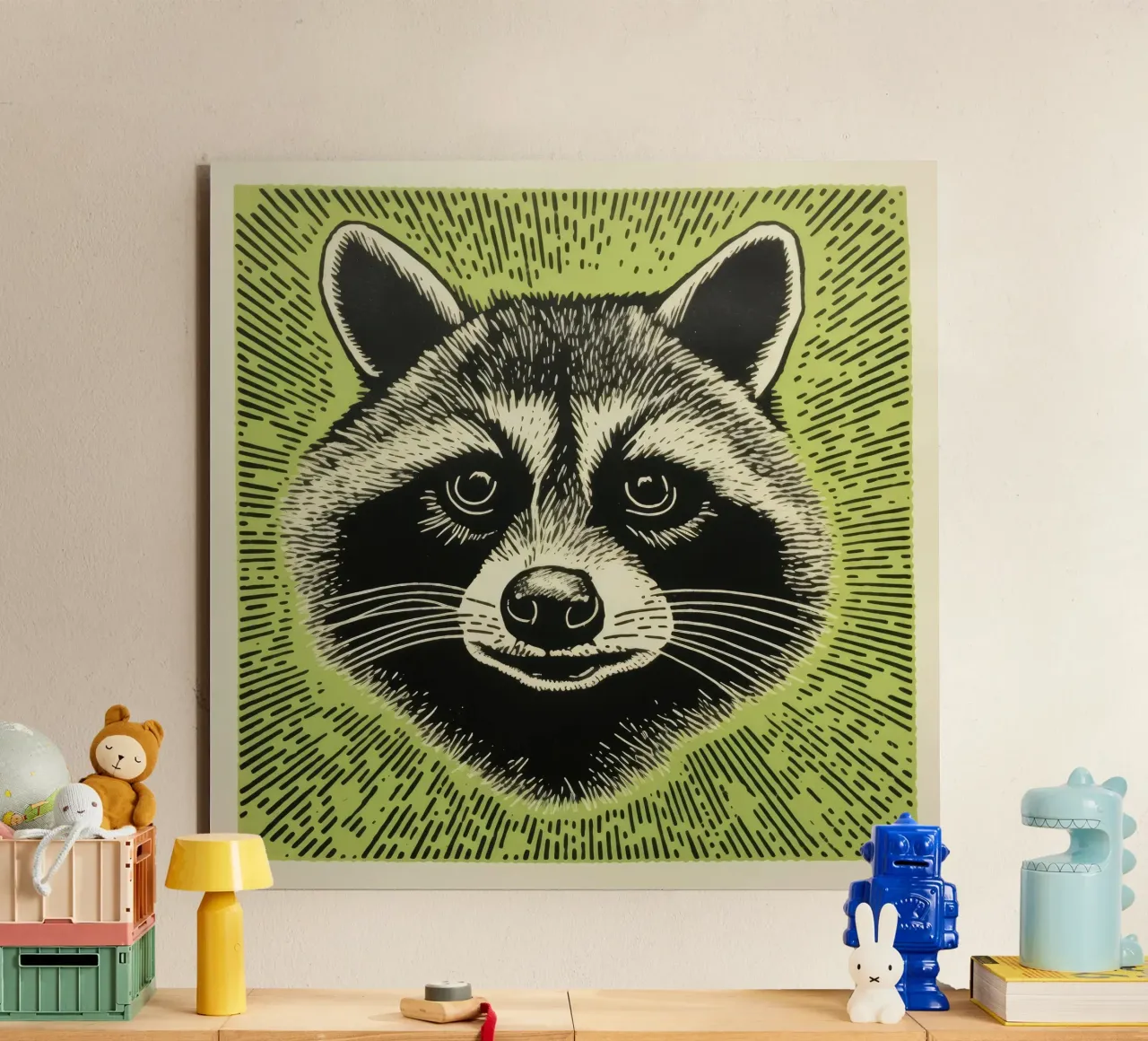 Procione Verde 2 alluminio dibond da Minimal Animal Art
