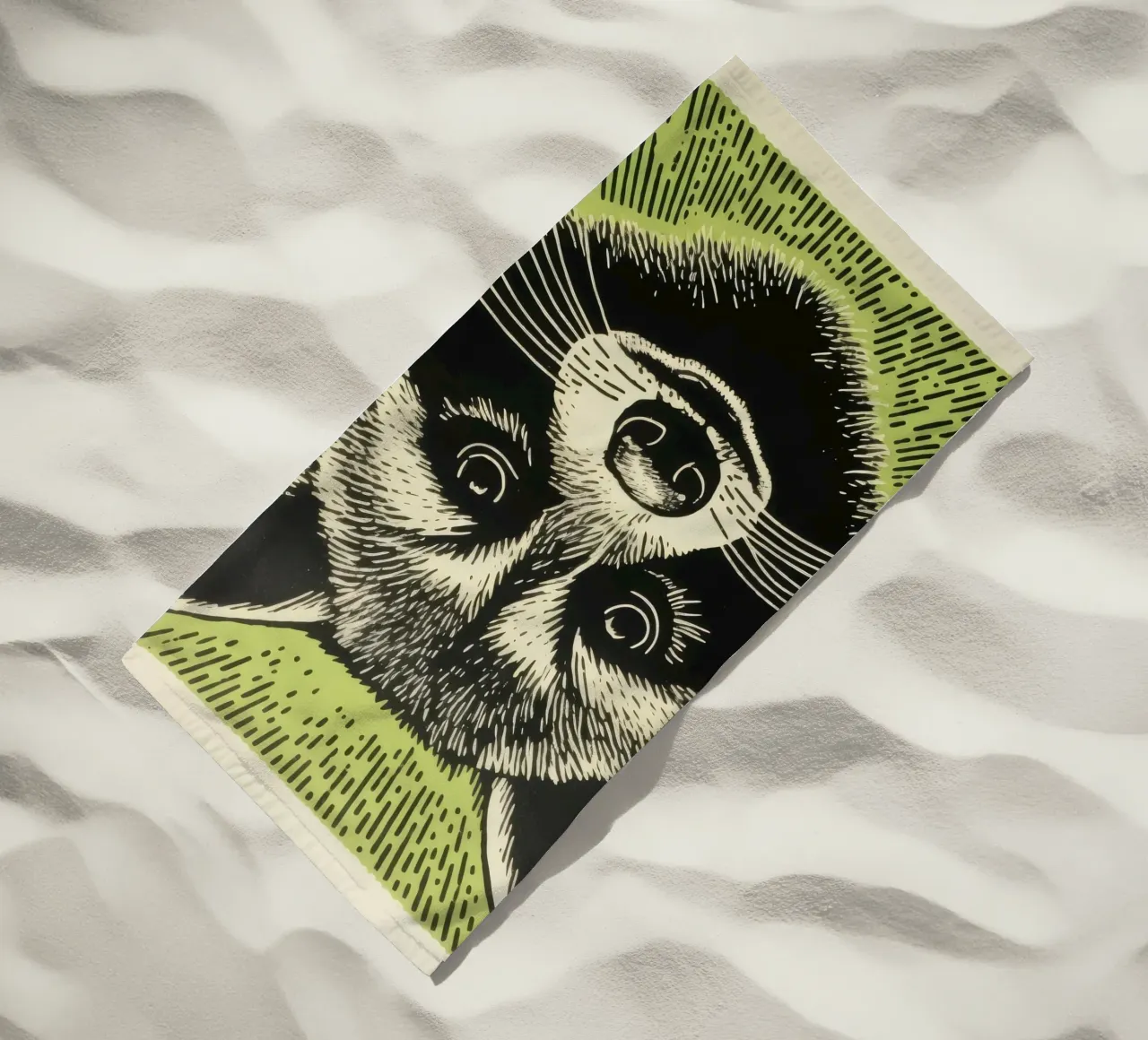 Procione Verde 2 telo mare da Minimal Animal Art
