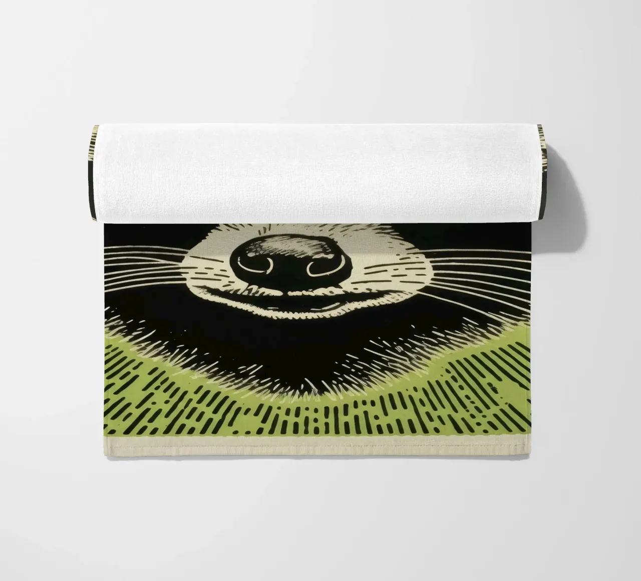 Procione Verde 2 telo mare da Minimal Animal Art