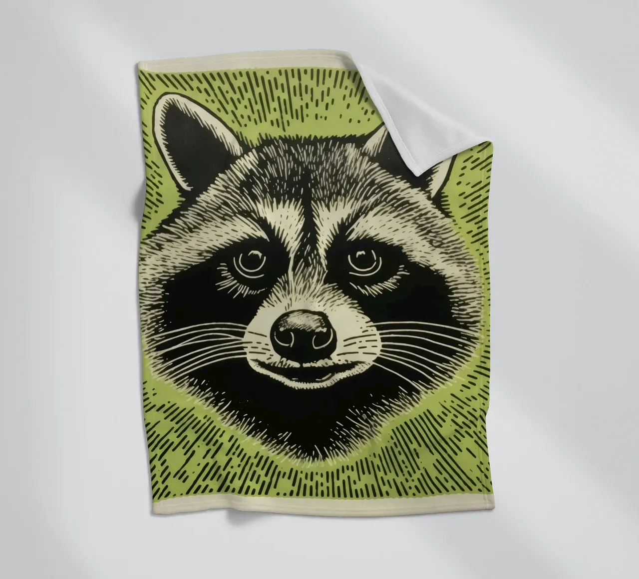 Procione Verde 2 coperta in pile da Minimal Animal Art