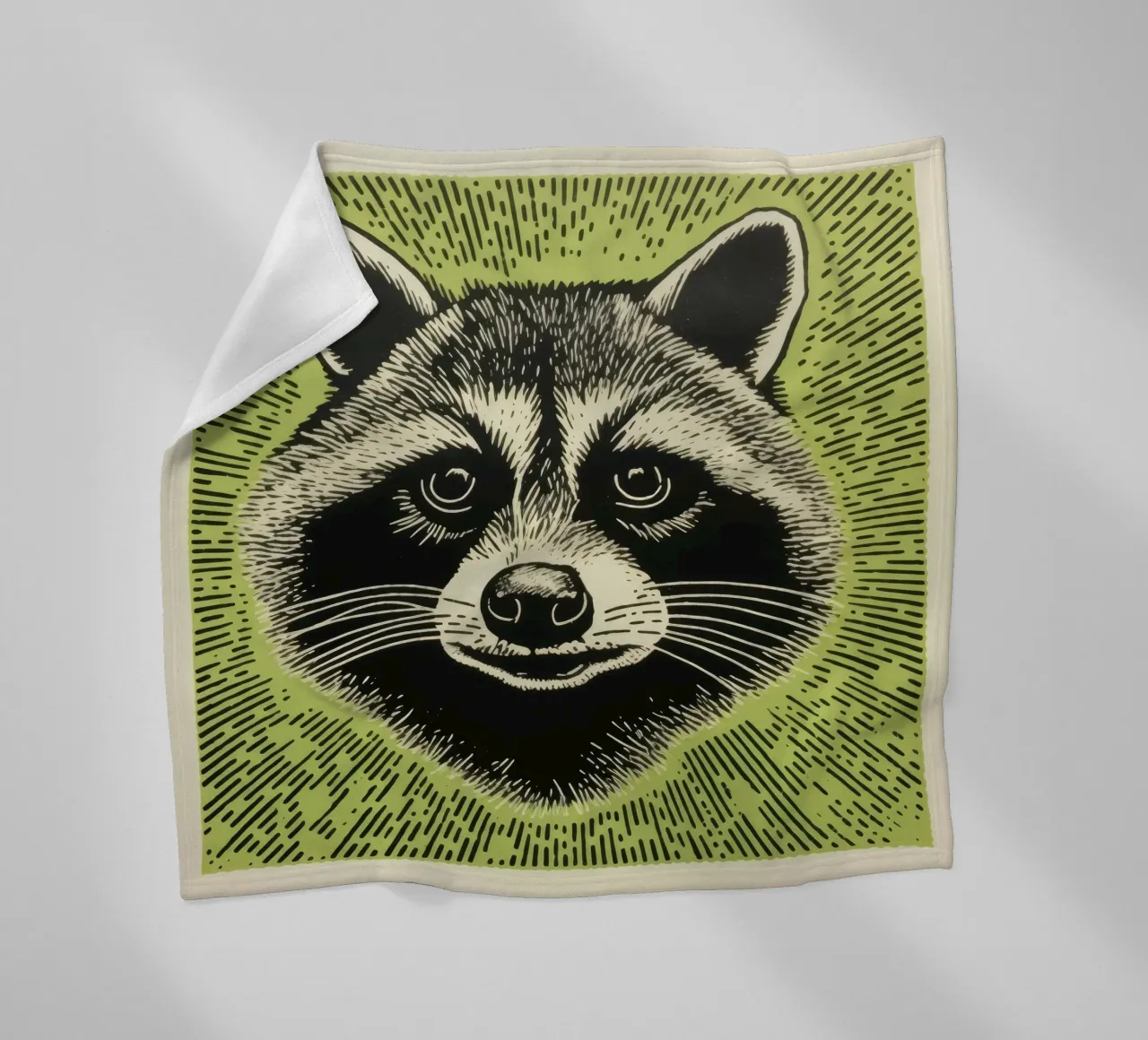 Procione Verde 2 coperta in pile da Minimal Animal Art