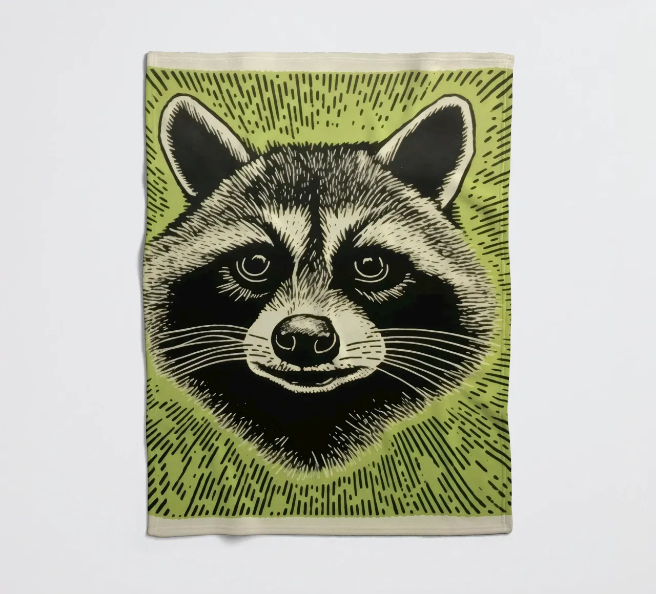Procione Verde 2 coperta in pile da Minimal Animal Art