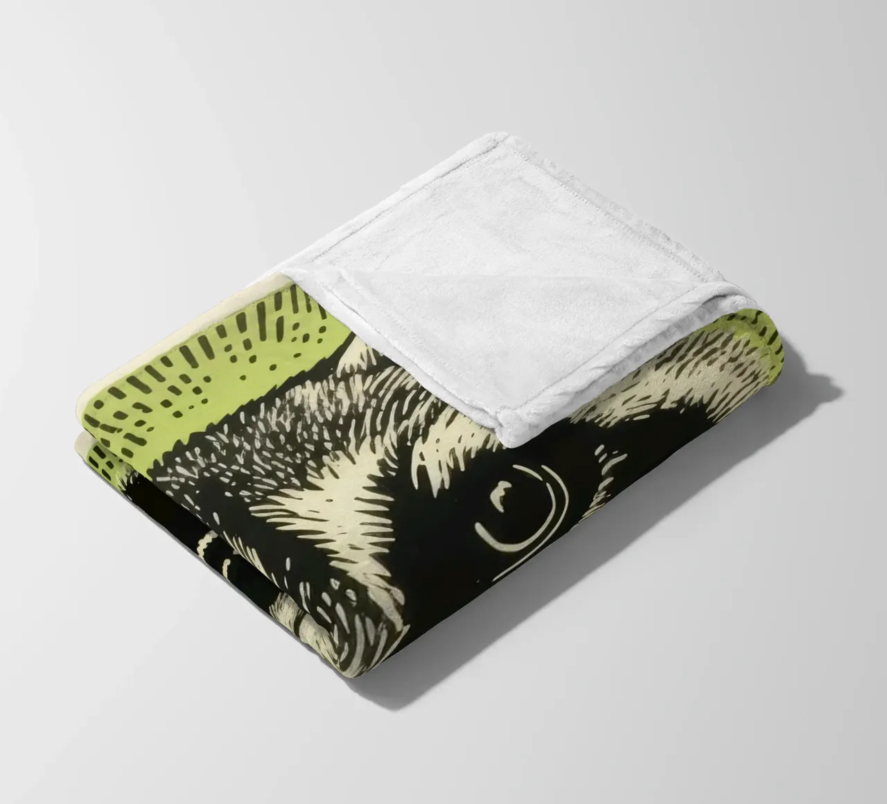 Procione Verde 2 coperta in pile da Minimal Animal Art