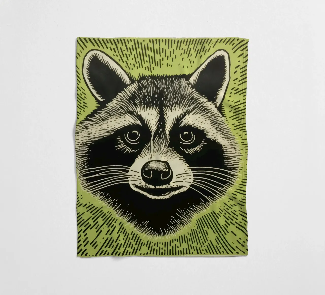 Procione Verde 2 coperta in pile da Minimal Animal Art