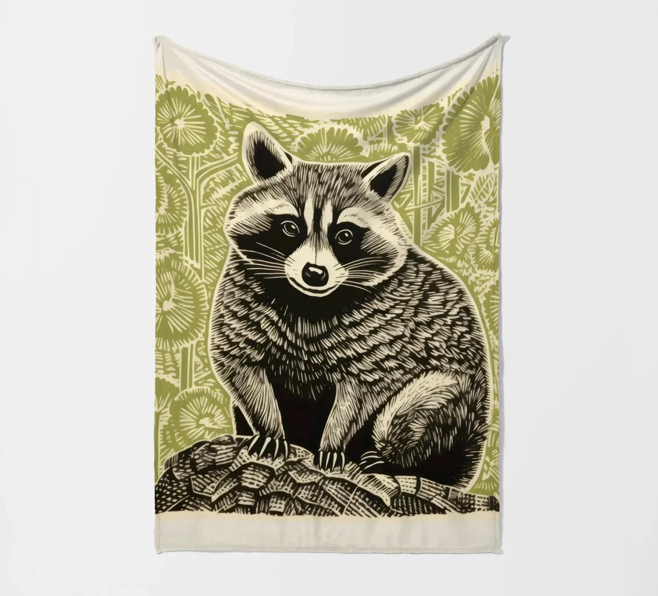 Procione Verde 3 coperta in pile da Minimal Animal Art