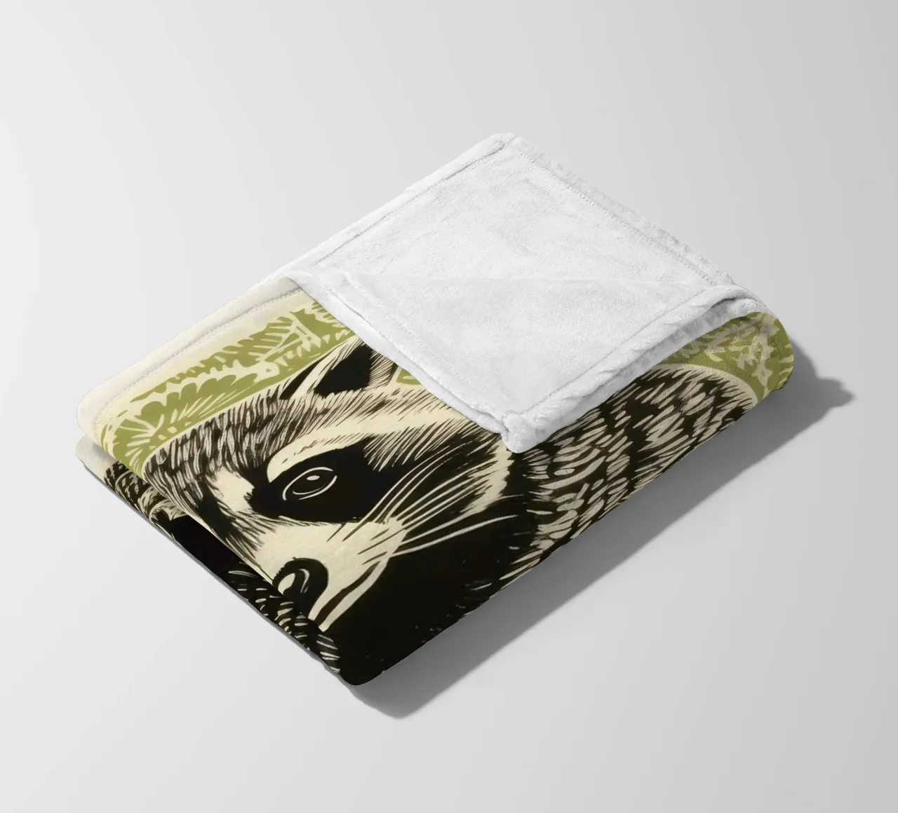 Procione Verde 3 coperta in pile da Minimal Animal Art