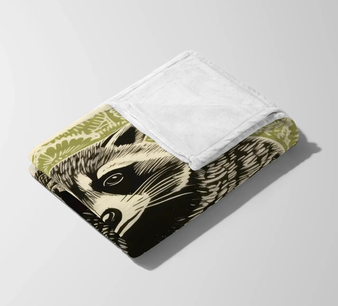 Procione Verde 3 coperta in pile da Minimal Animal Art