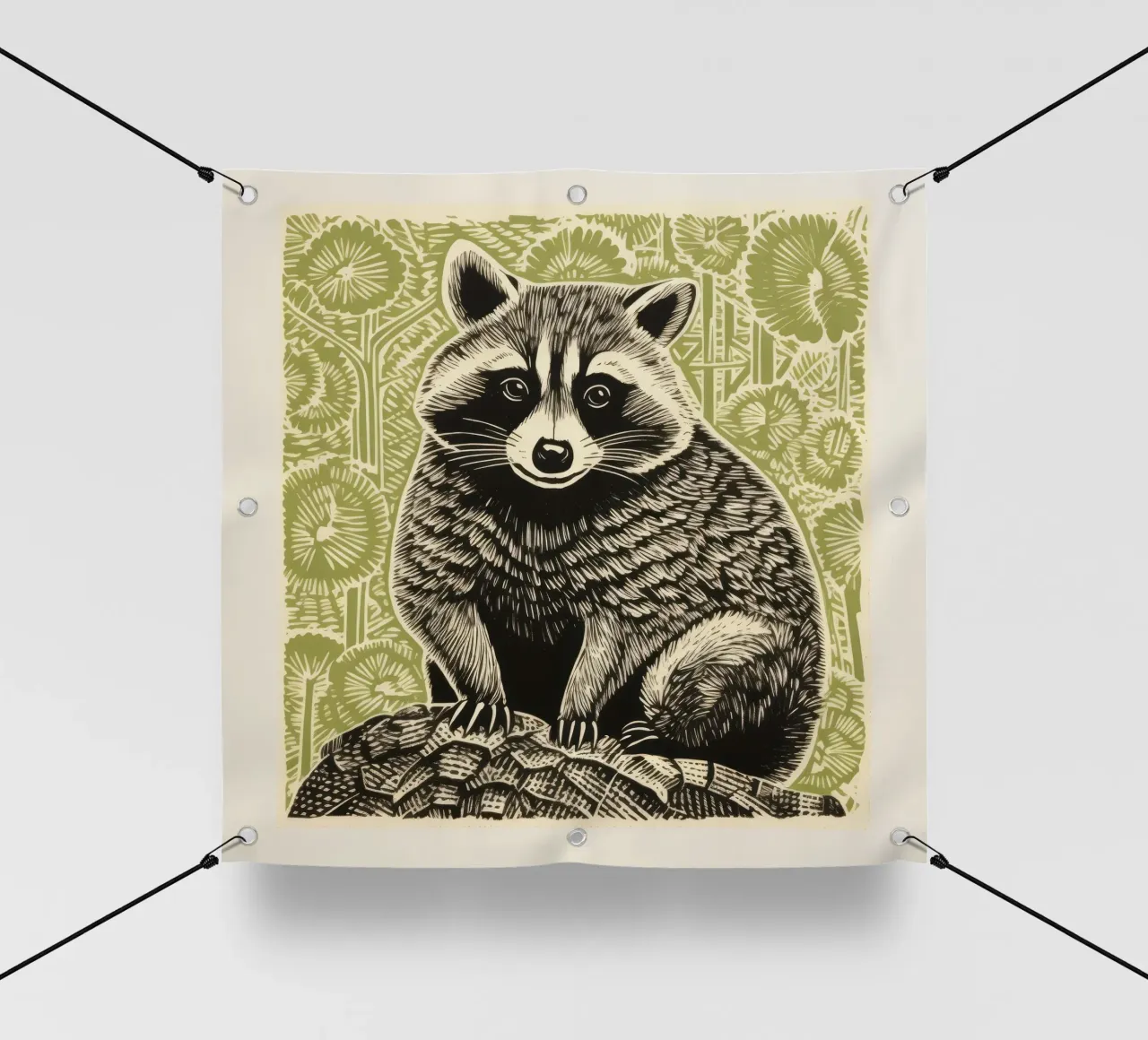 Procione verde telo in pvc da Minimal Animal Art