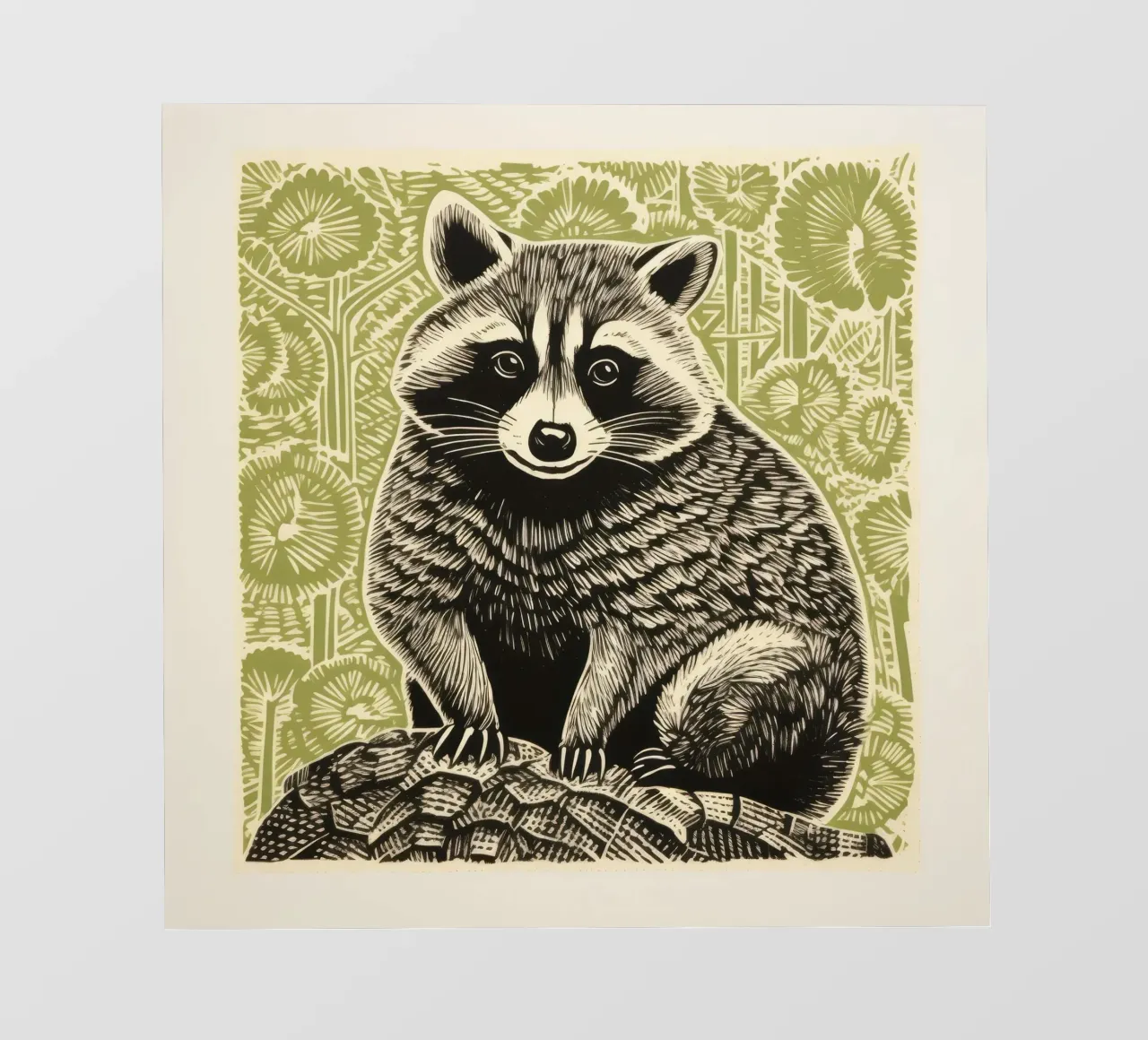 Procione verde telo in pvc da Minimal Animal Art