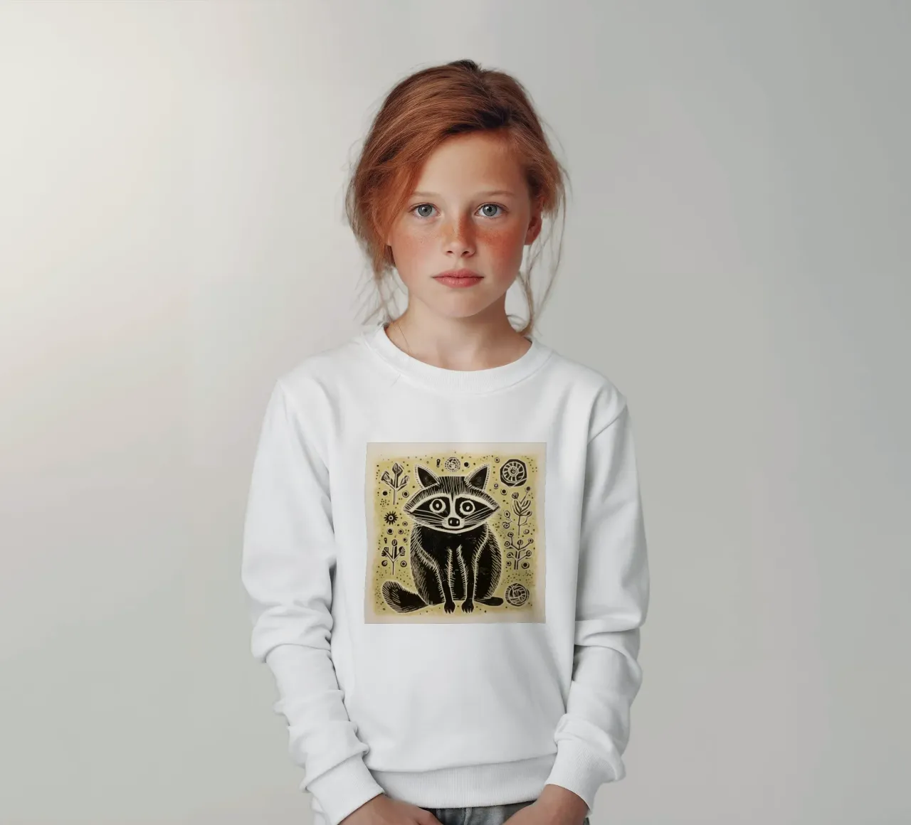 Procione Verde 4 felpa bambino da Minimal Animal Art
