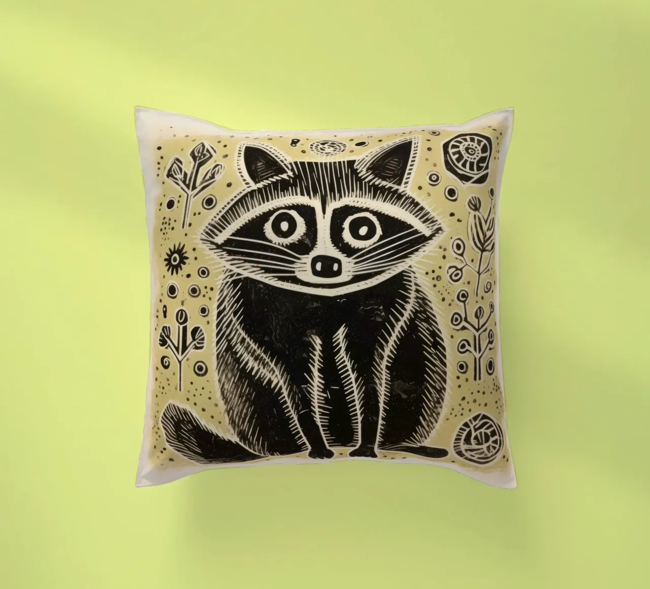 Procione Verde 4 cuscino da Minimal Animal Art
