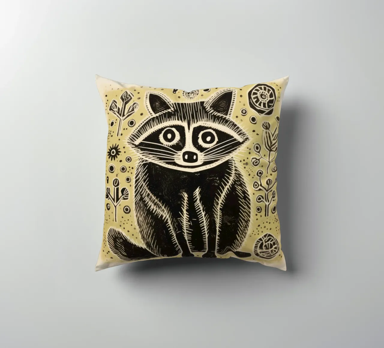 Procione Verde 4 cuscino da Minimal Animal Art