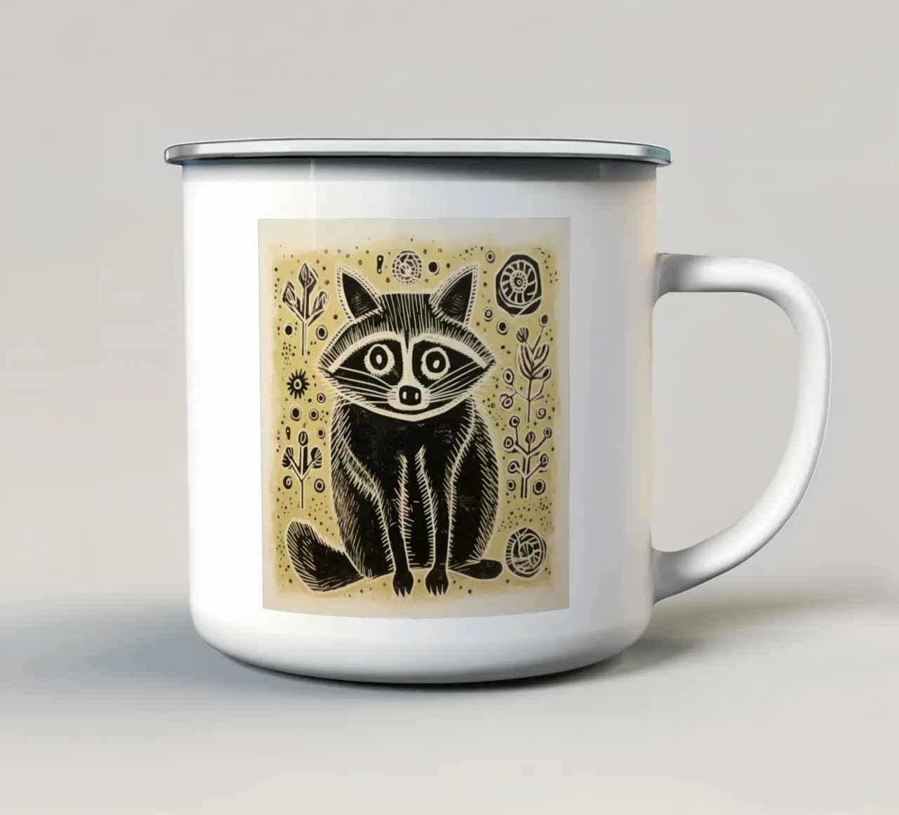 Procione Verde 4 tazza in smalto da Minimal Animal Art