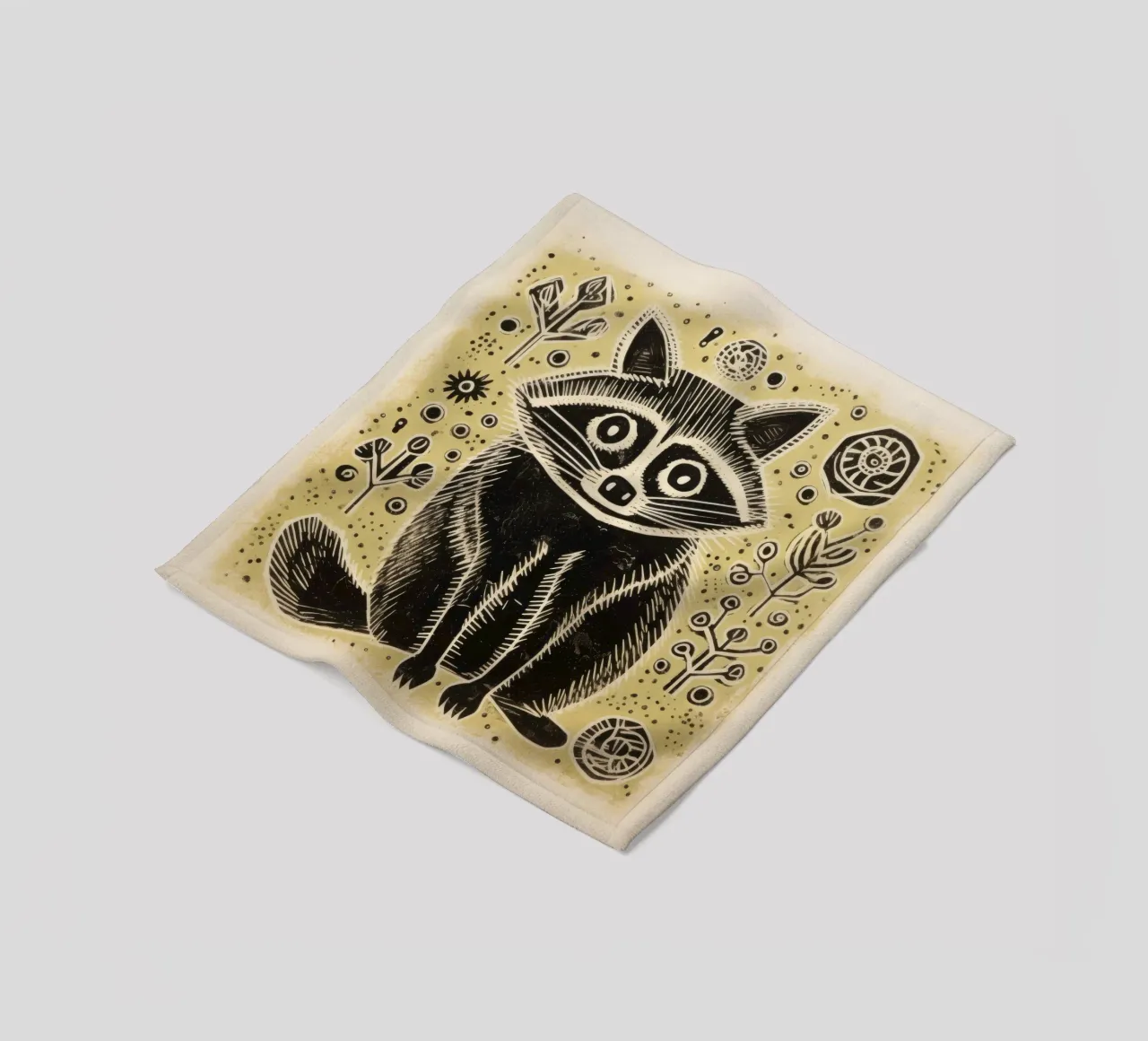 Procione Verde 4 coperta in pile da Minimal Animal Art