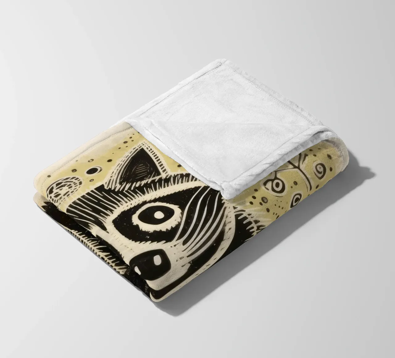 Procione Verde 4 coperta in pile da Minimal Animal Art
