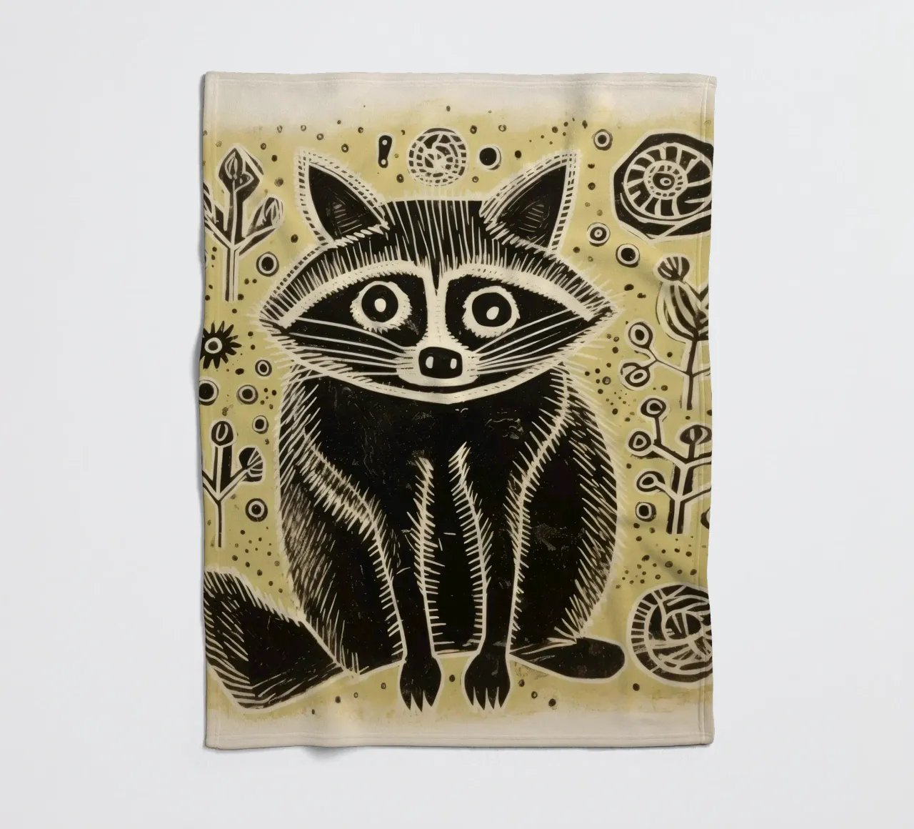 Procione Verde 4 coperta in pile da Minimal Animal Art