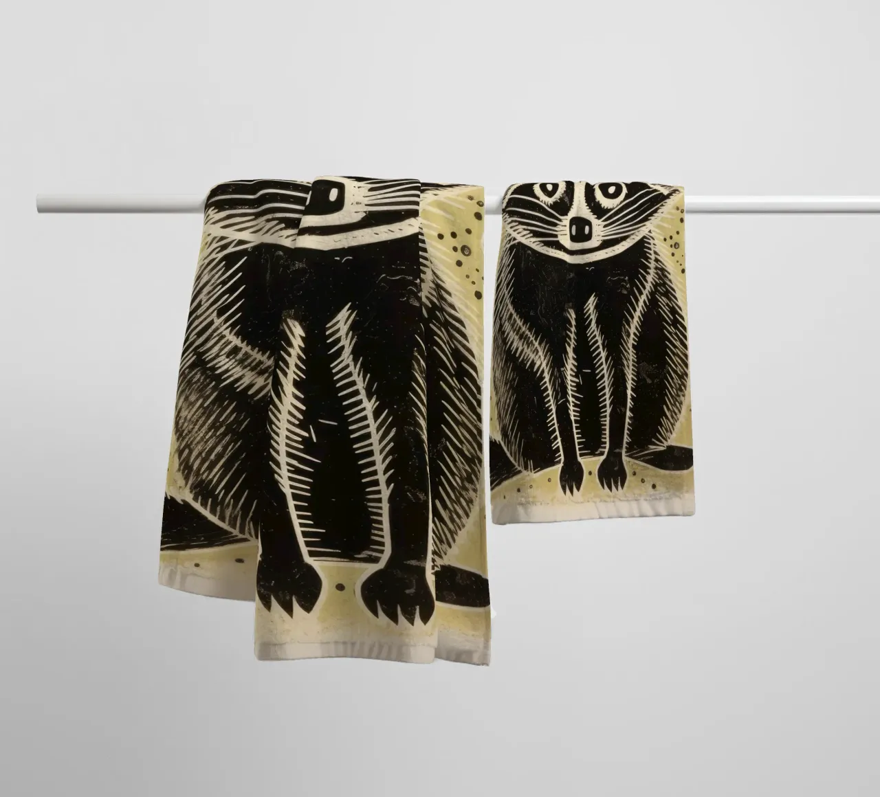 Procione Verde 4 asciugamano da bagno da Minimal Animal Art