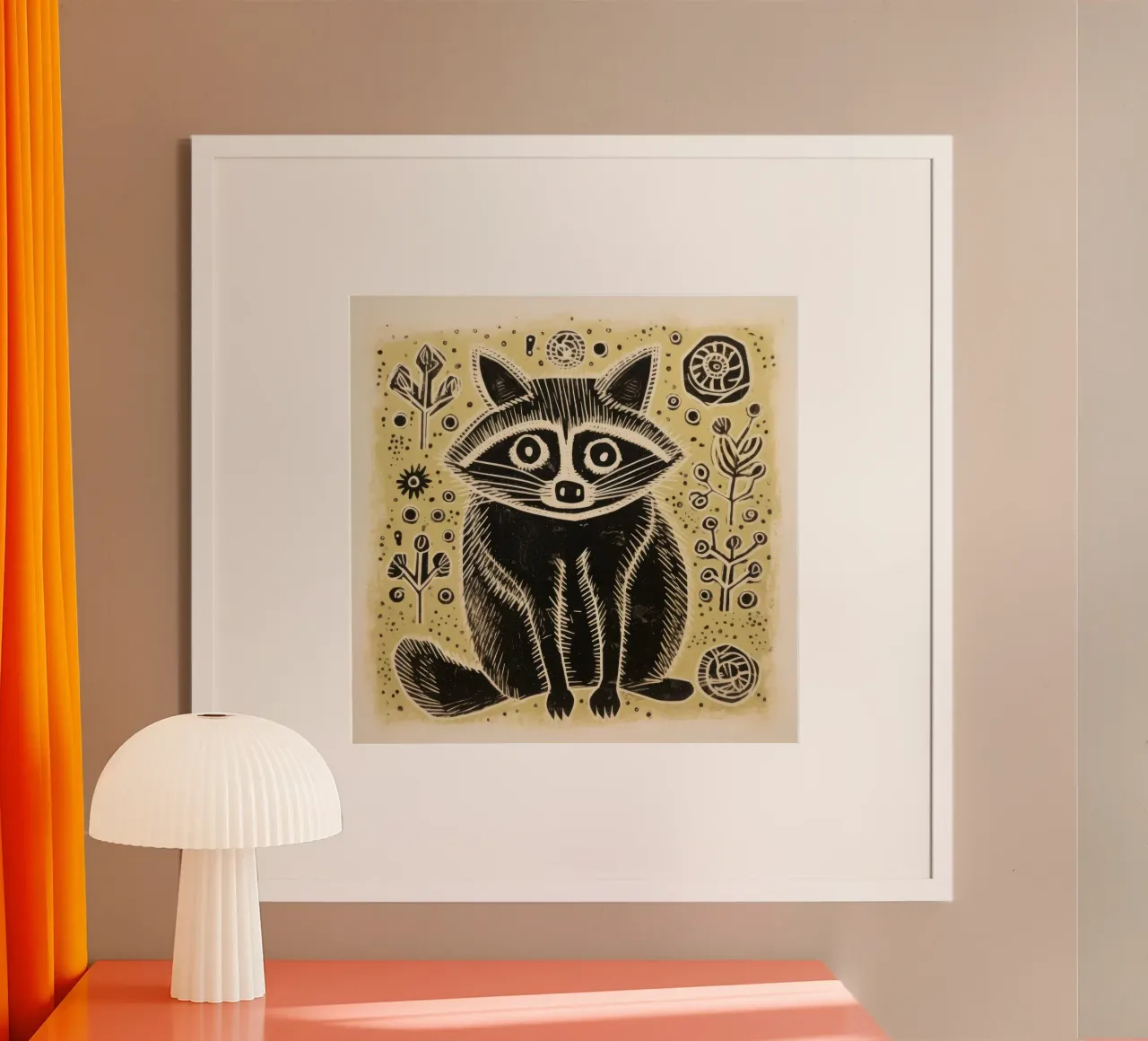 Procione Verde 4 poster da Minimal Animal Art