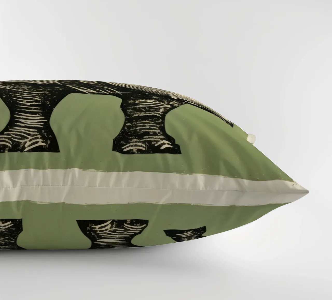 Groene neushoorn 1 kussen van Minimal Animal Art