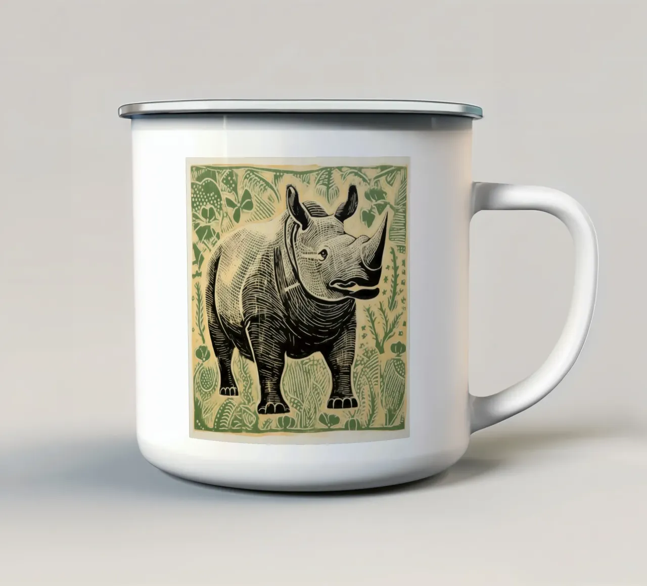 Rinoceronte verde 2 tazza in smalto da Minimal Animal Art