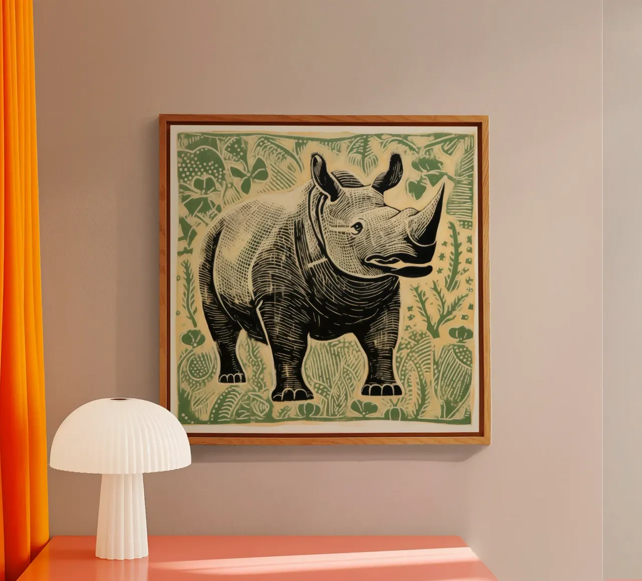 Green Rhino 2 acrylic glass by Minimal Animal Art