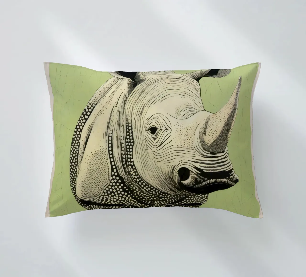 Grünes Nashorn 3 Kissen von Minimal Animal Art