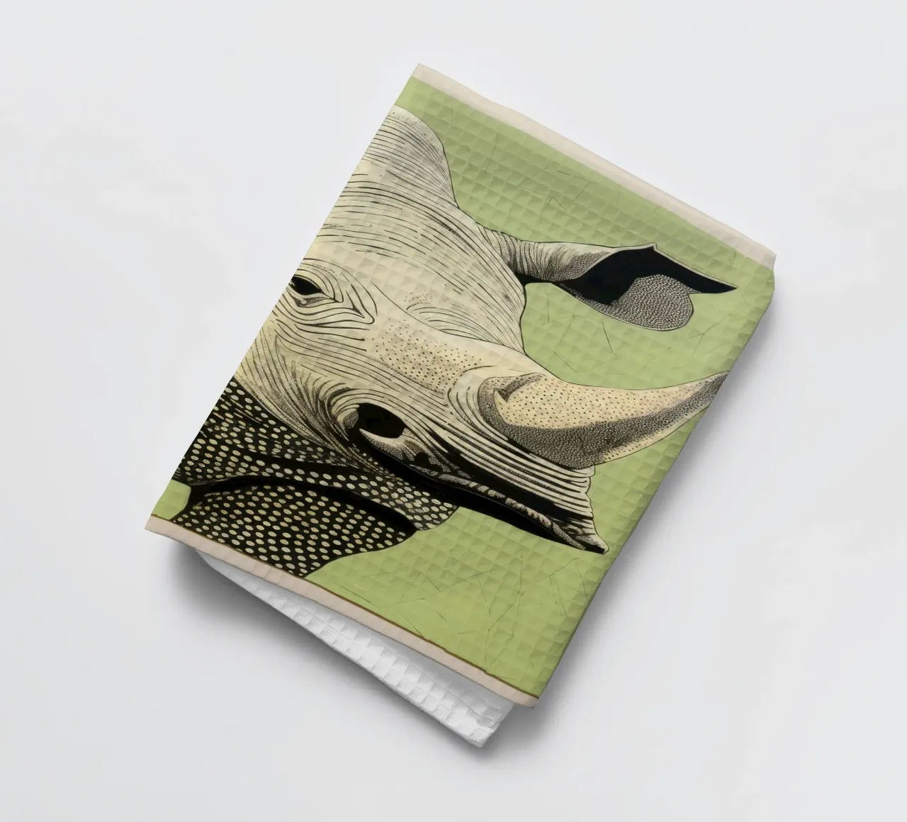 Rhinocéros vert 3 torchon de Minimal Animal Art