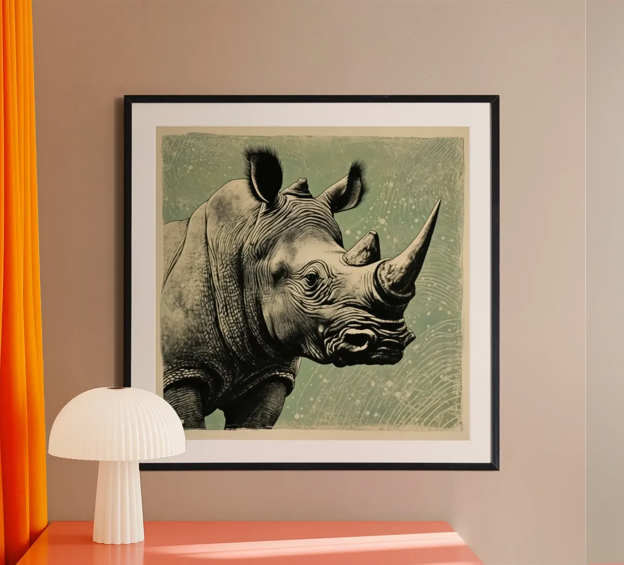 Rinoceronte verde 4 poster da Minimal Animal Art