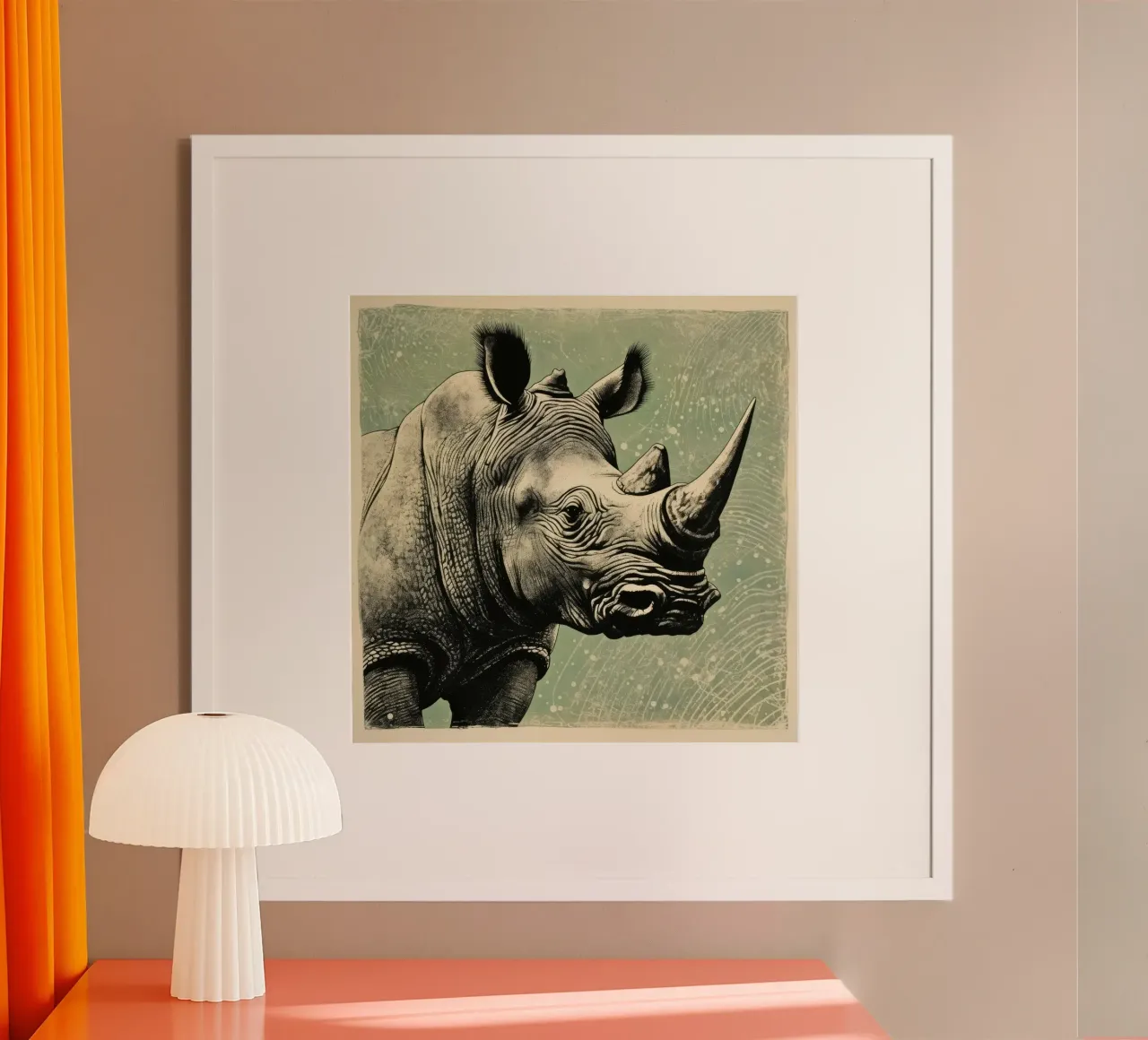 Rinoceronte verde 4 poster da Minimal Animal Art