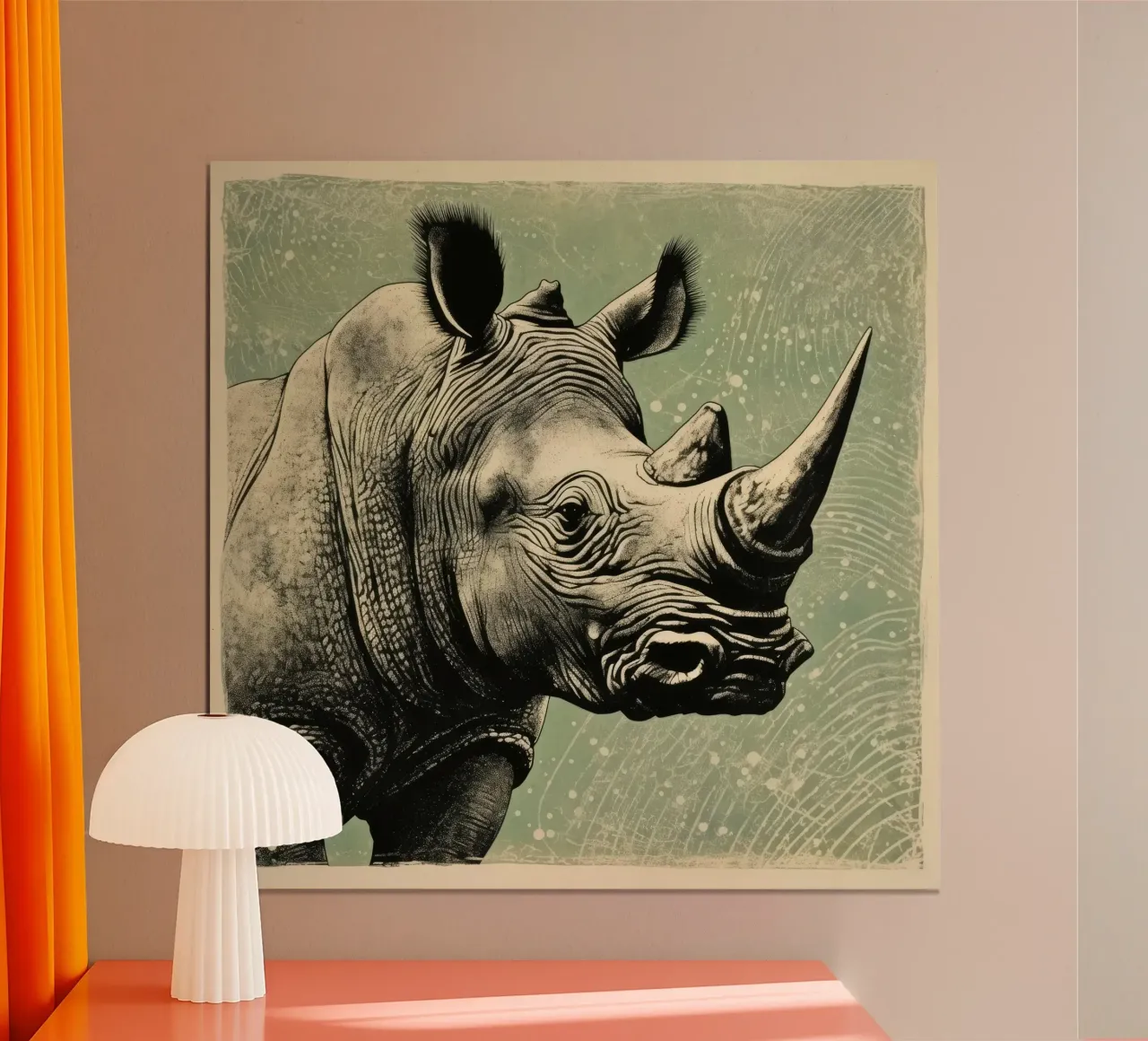 Rinoceronte verde 4 poster da Minimal Animal Art