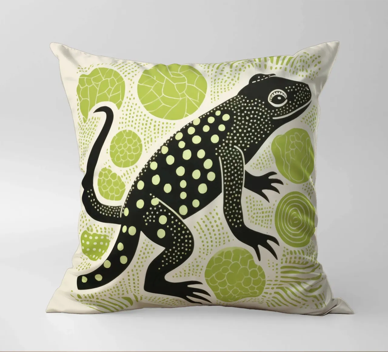 Salamandra verde 2 cuscino da Minimal Animal Art