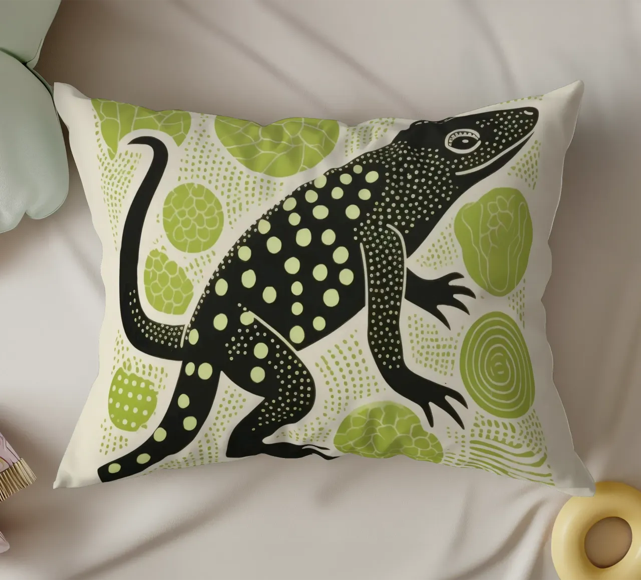 Salamandra verde 2 cuscino da Minimal Animal Art