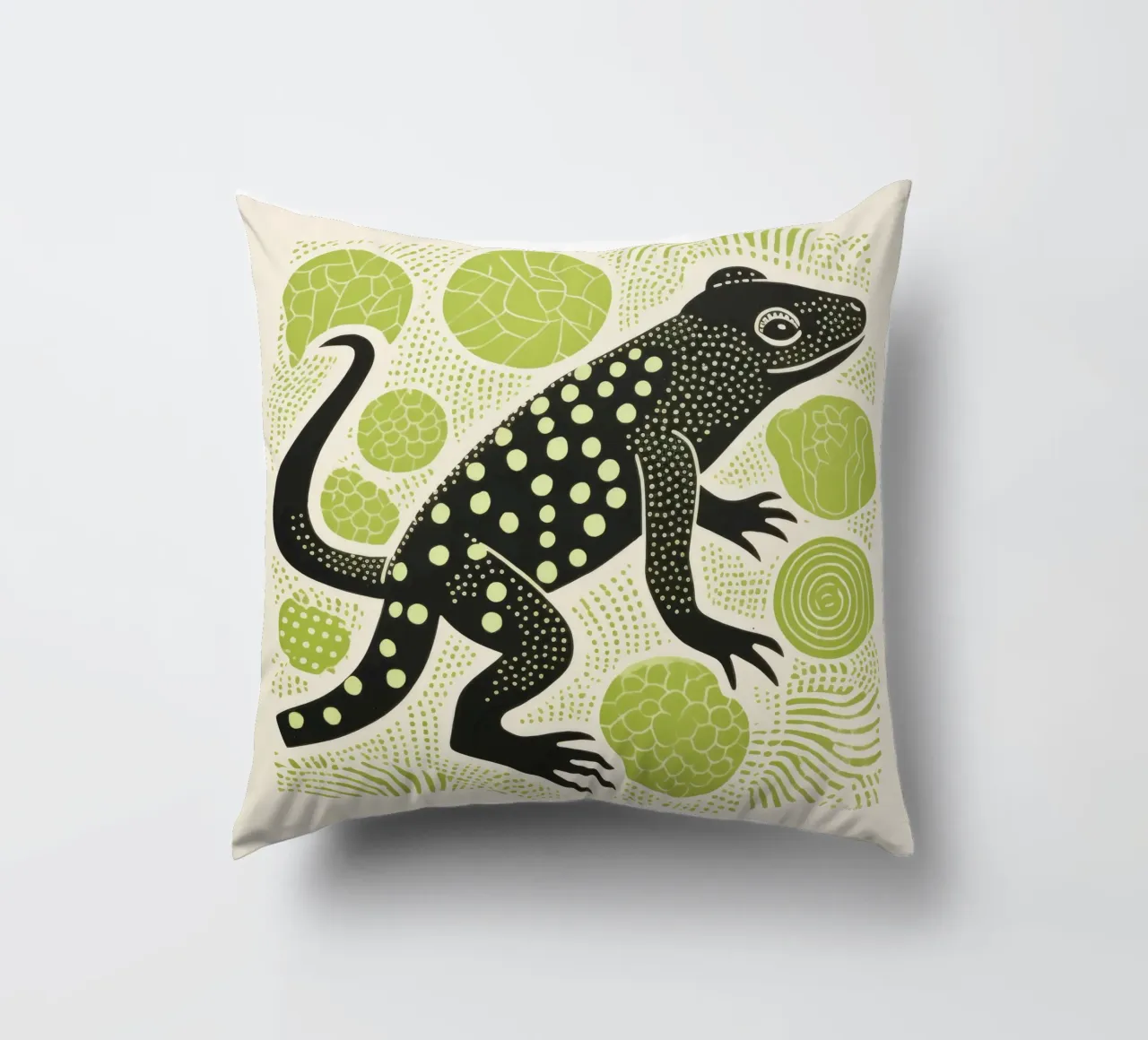 Salamandra verde 2 cuscino da Minimal Animal Art