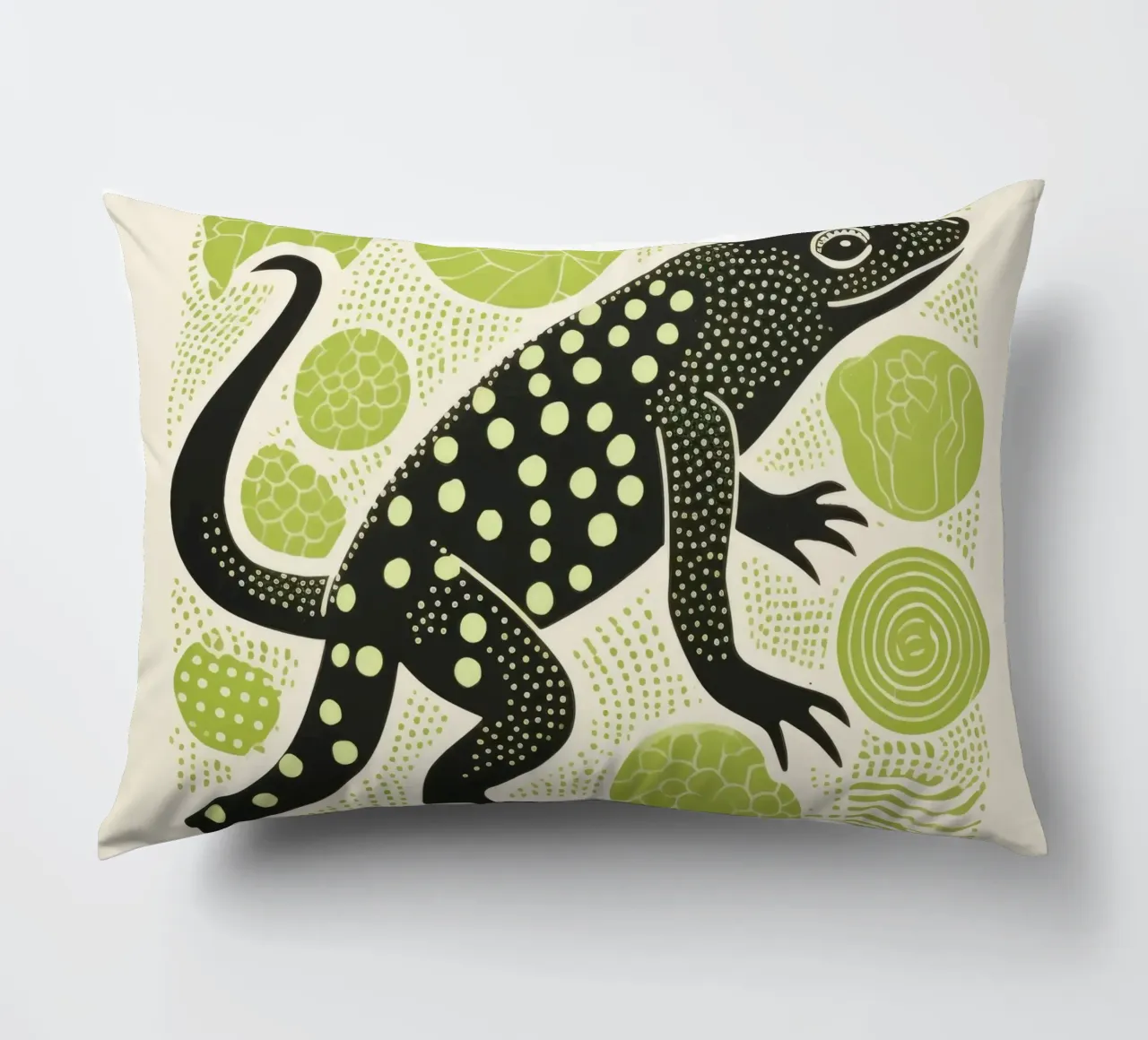 Salamandra verde 2 cuscino da Minimal Animal Art