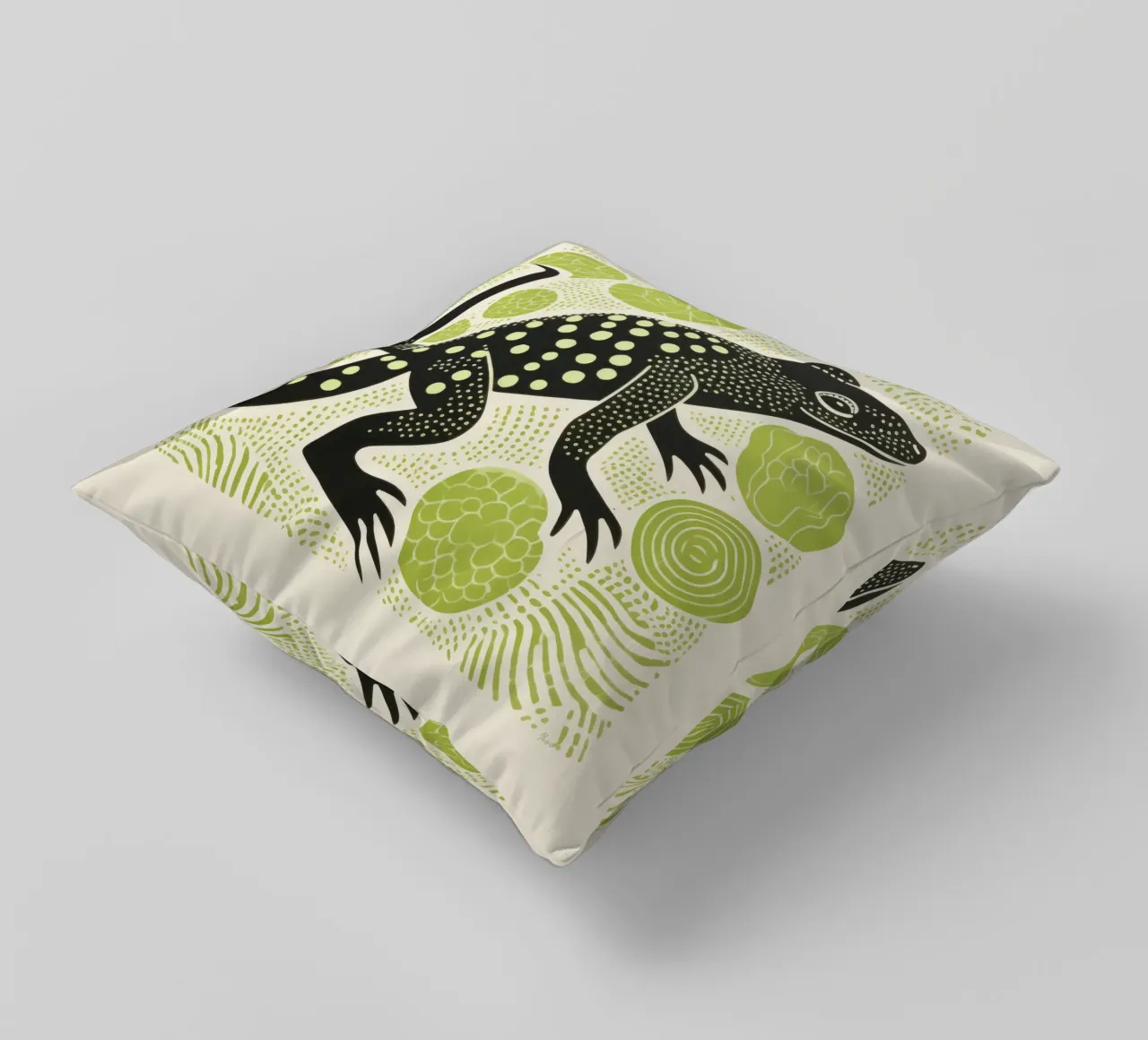 Salamandra verde 2 cuscino da Minimal Animal Art