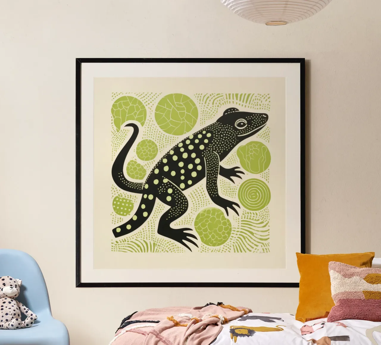 Salamandra verde 2 poster con telaio in plastica da Minimal Animal Art