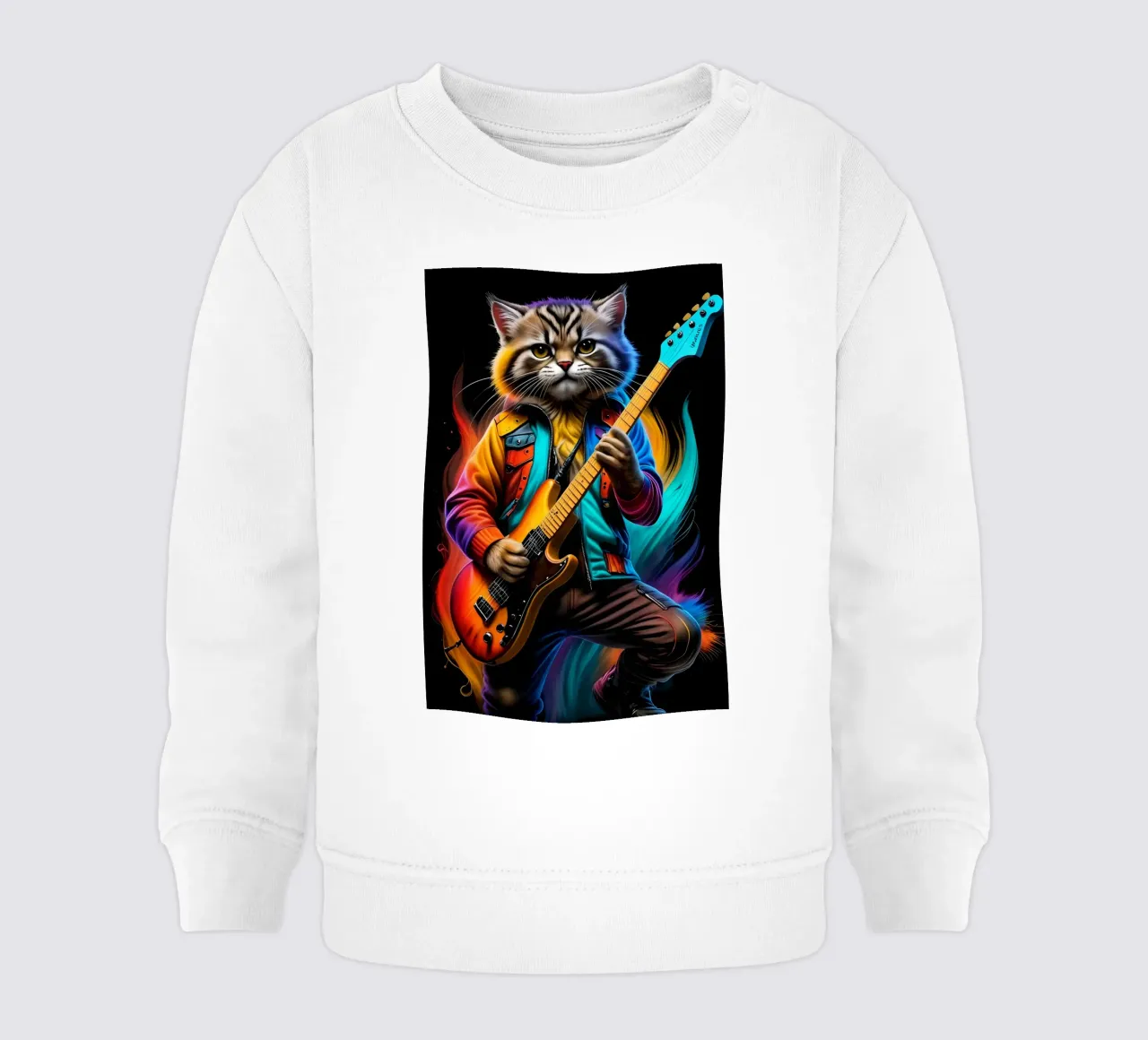 Gatto con chitarra al neon felpa neonato da MakArena