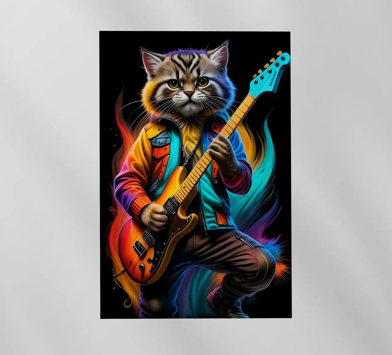 Gatto con chitarra al neon pellicola backlit da MakArena
