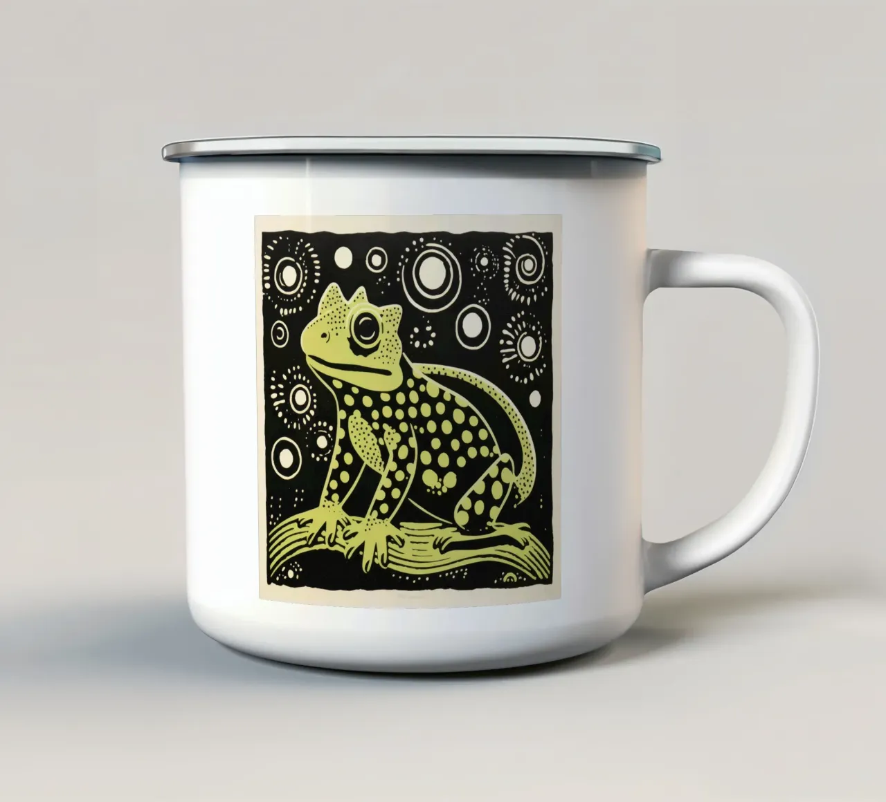 Salamandra verde 4 tazza in smalto da Minimal Animal Art