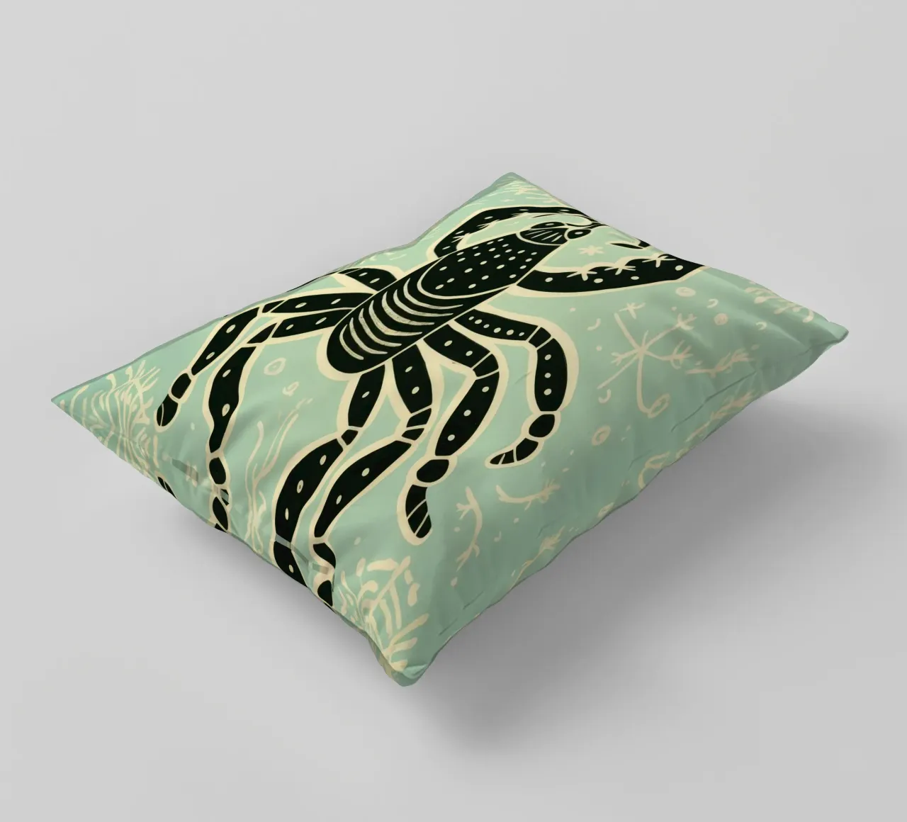 Scorpione verde 1 cuscino da Minimal Animal Art