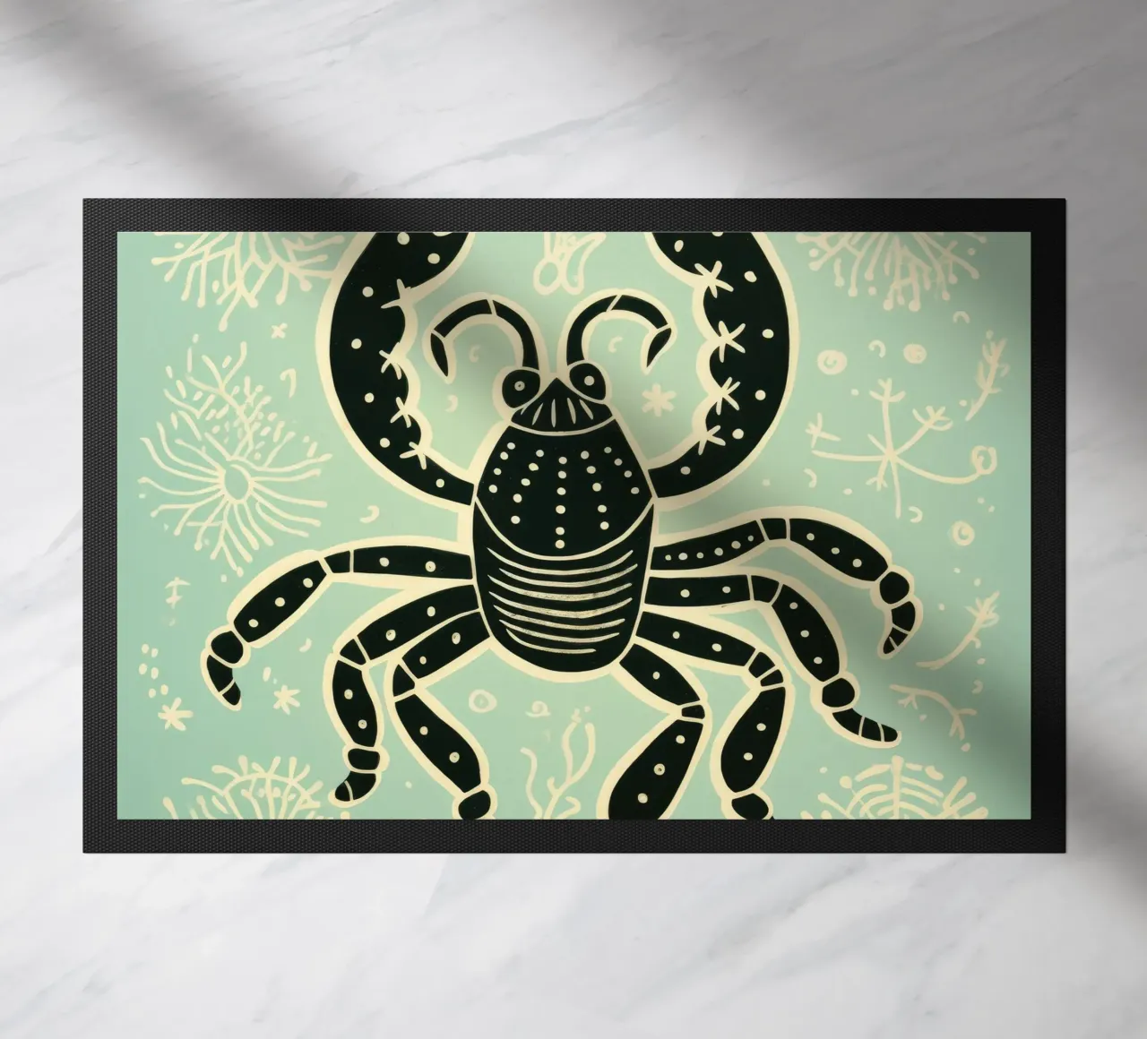 Scorpione verde 1 zerbino da Minimal Animal Art