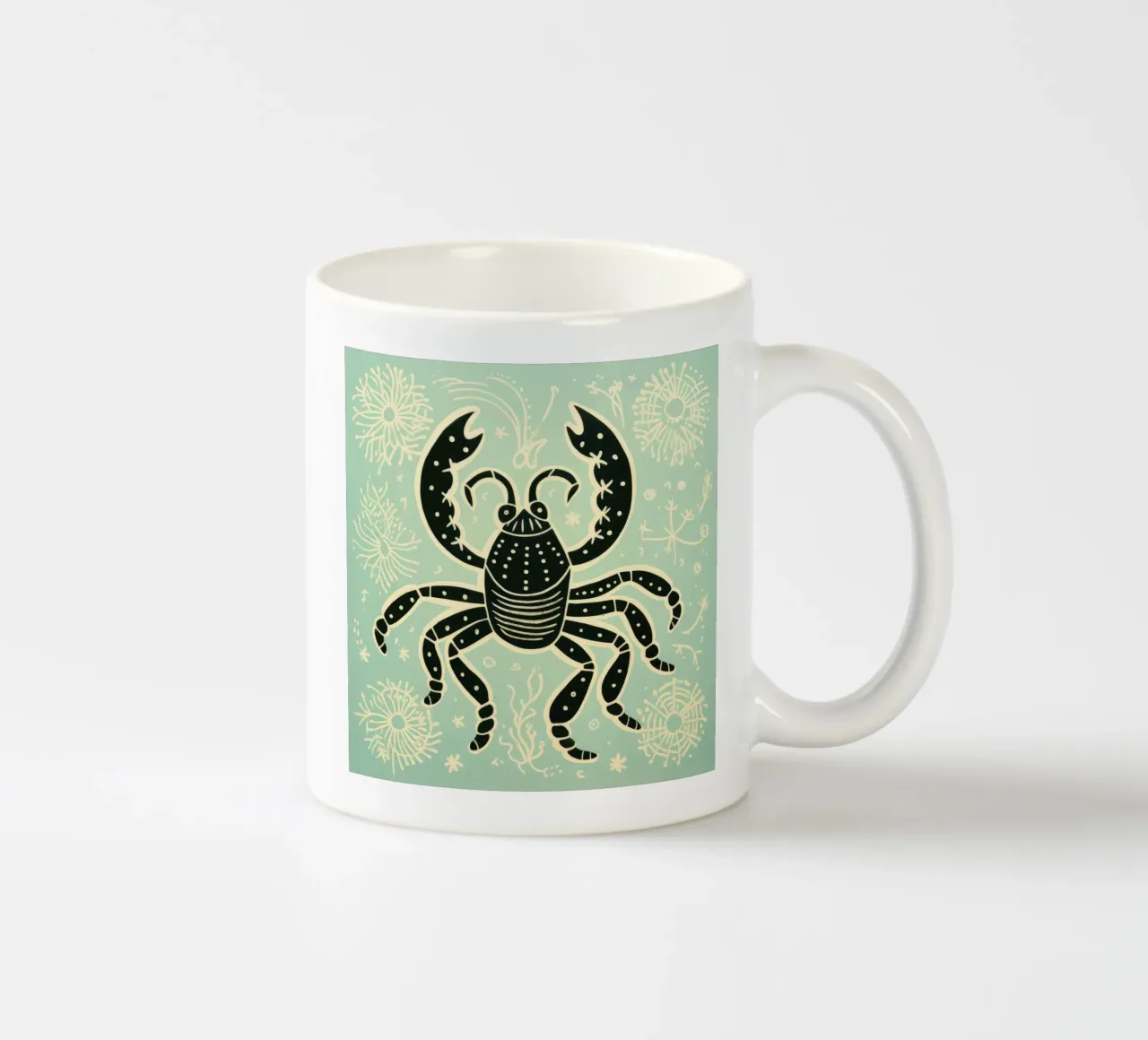 Scorpione verde 1 tazza in ceramica da Minimal Animal Art