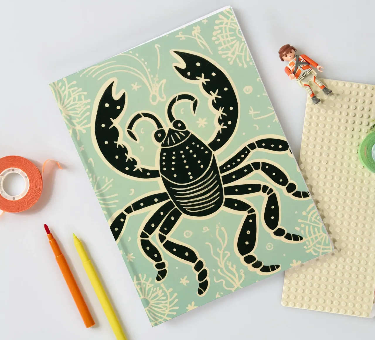 Scorpion vert 1 carnet de notes de Minimal Animal Art