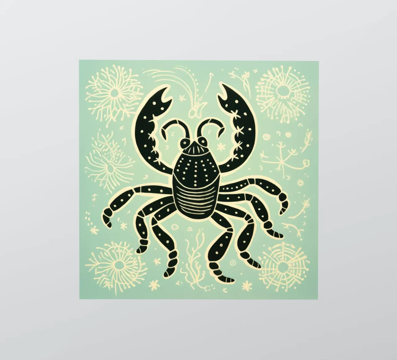 Scorpion vert 1 autocollant de Minimal Animal Art