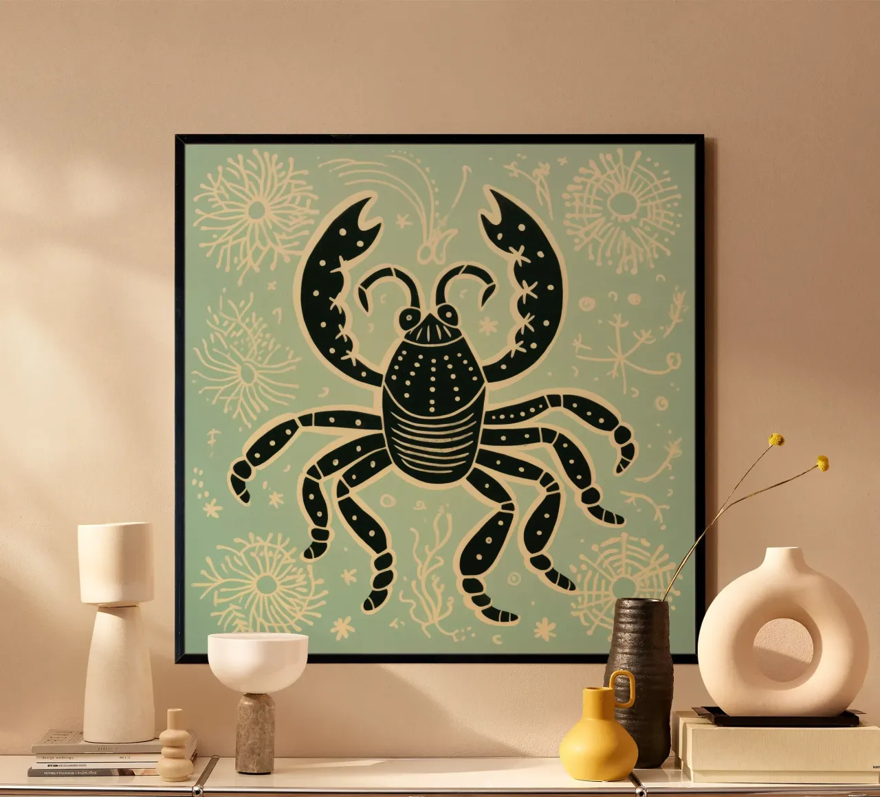 Scorpione verde 1 poster da Minimal Animal Art